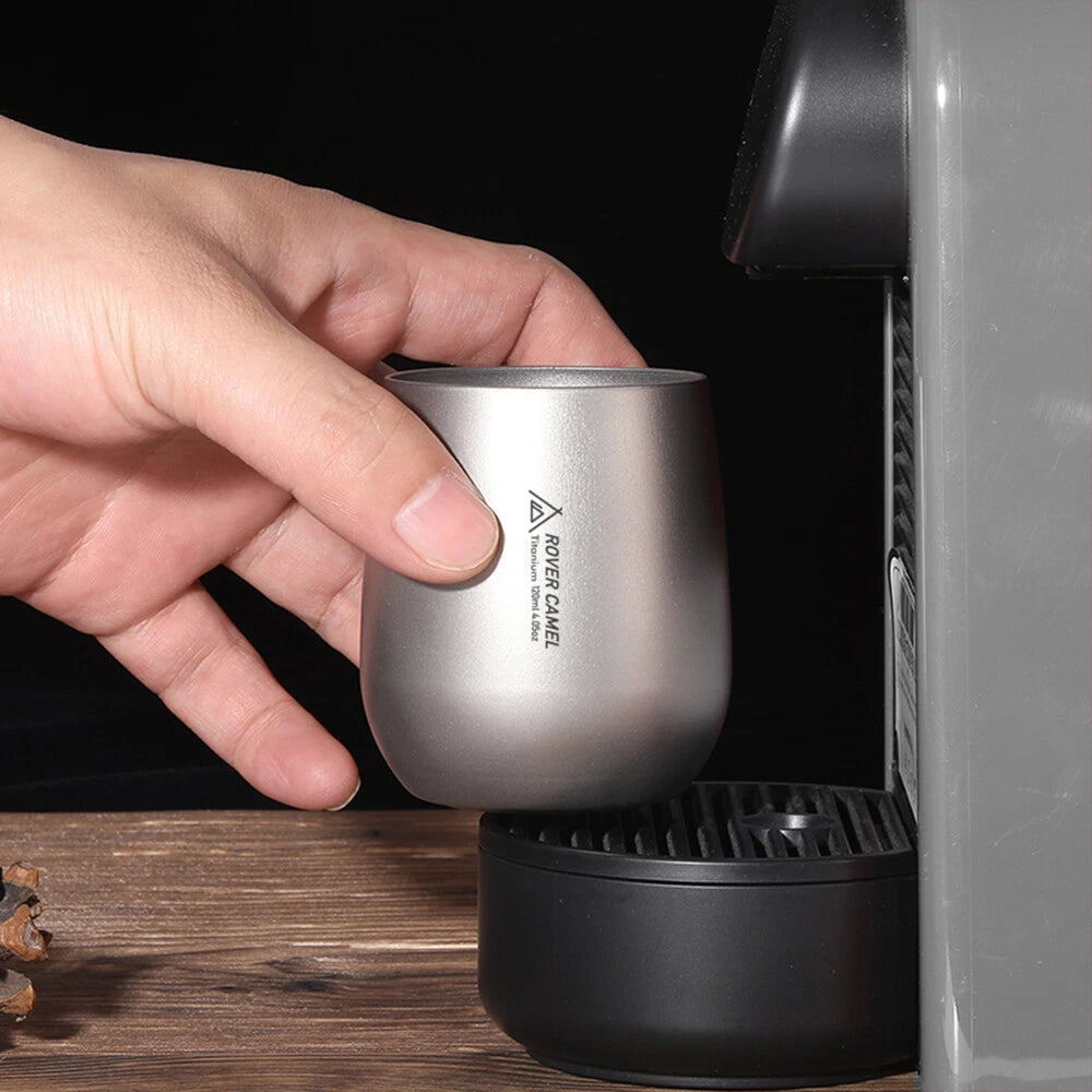 Titanium Water Cup Outdoor Camping Hiking Double Wall Tea Pot Coffee Mug 120ml 07FC0E-D4 - KOEEK