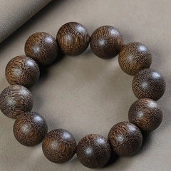 20mm*12 China Natural Wood Buddhist Prayer Beads Men Woman  Bracelet Gift 07FC0E-D4 - KOEEK