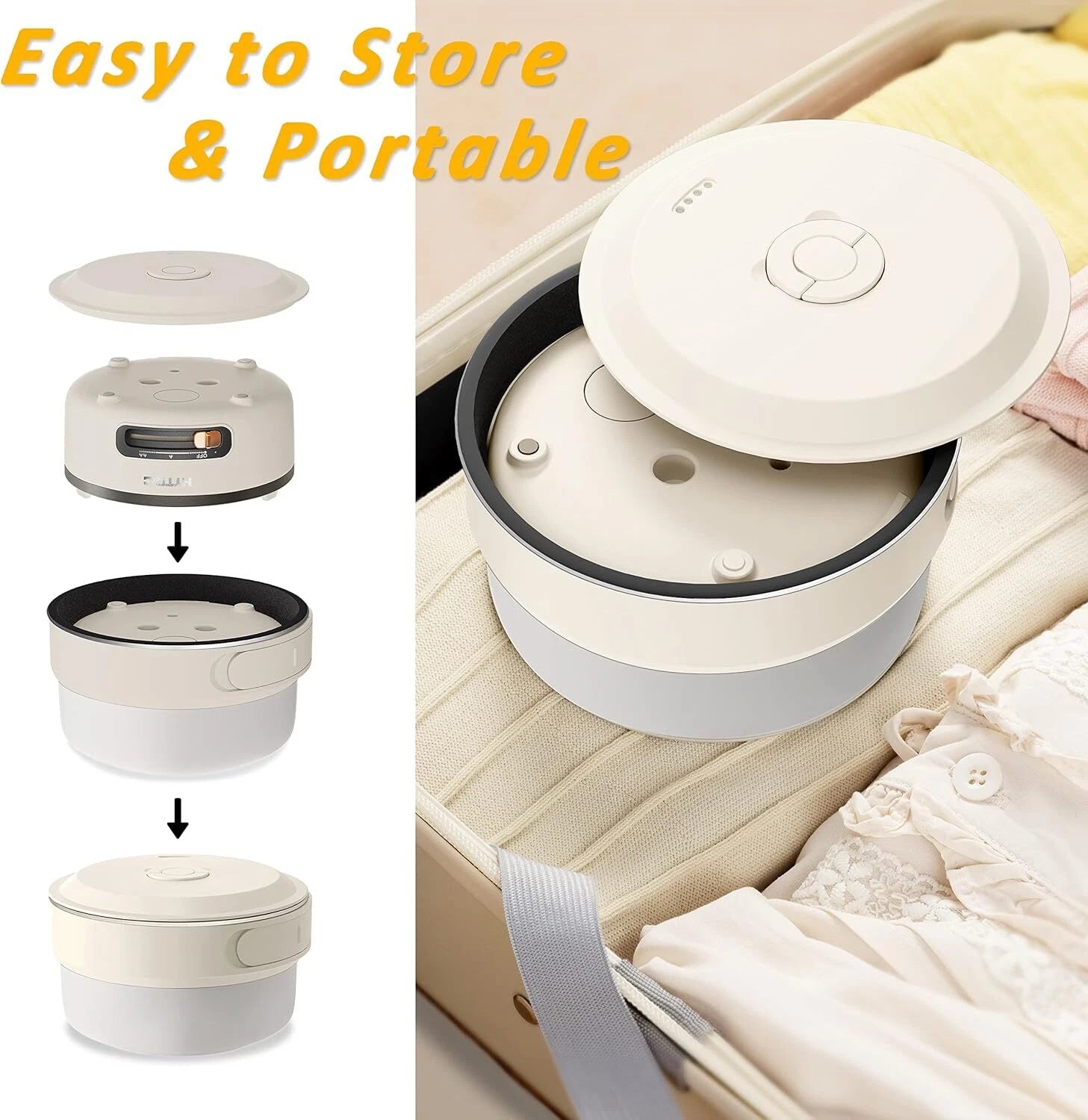 Rice Cooker, 2 Liter Portable Rice Cooker with Foldable Handle, Non-Stick 07FC0E-D4 - KOEEK