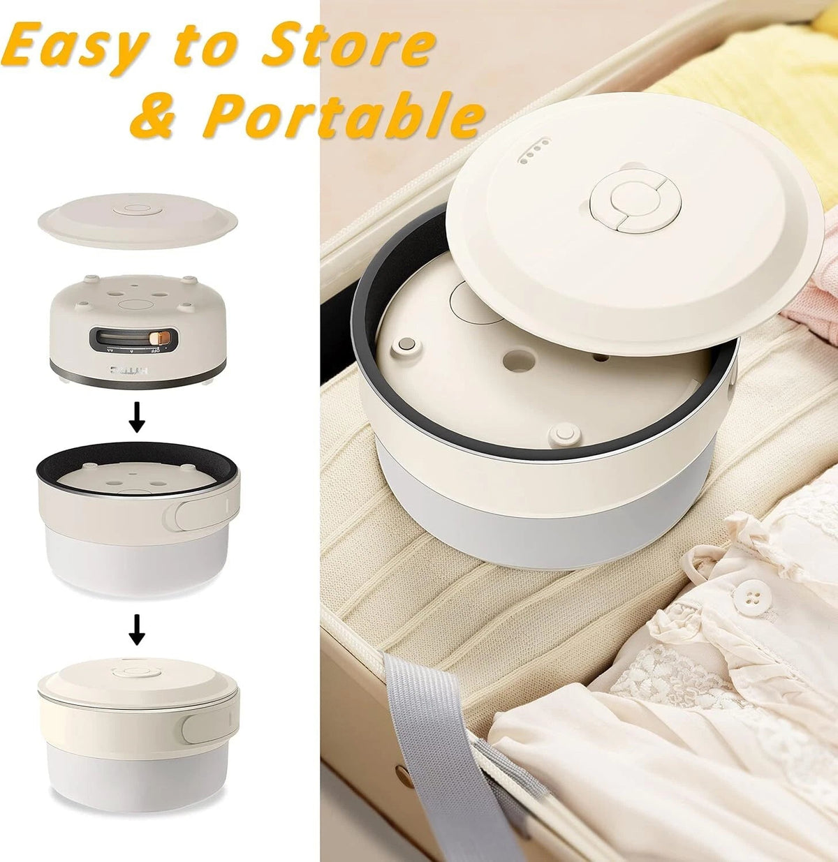 Rice Cooker, 2 Liter Portable Rice Cooker with Foldable Handle, Non-Stick 07FC0E-D4 - KOEEK