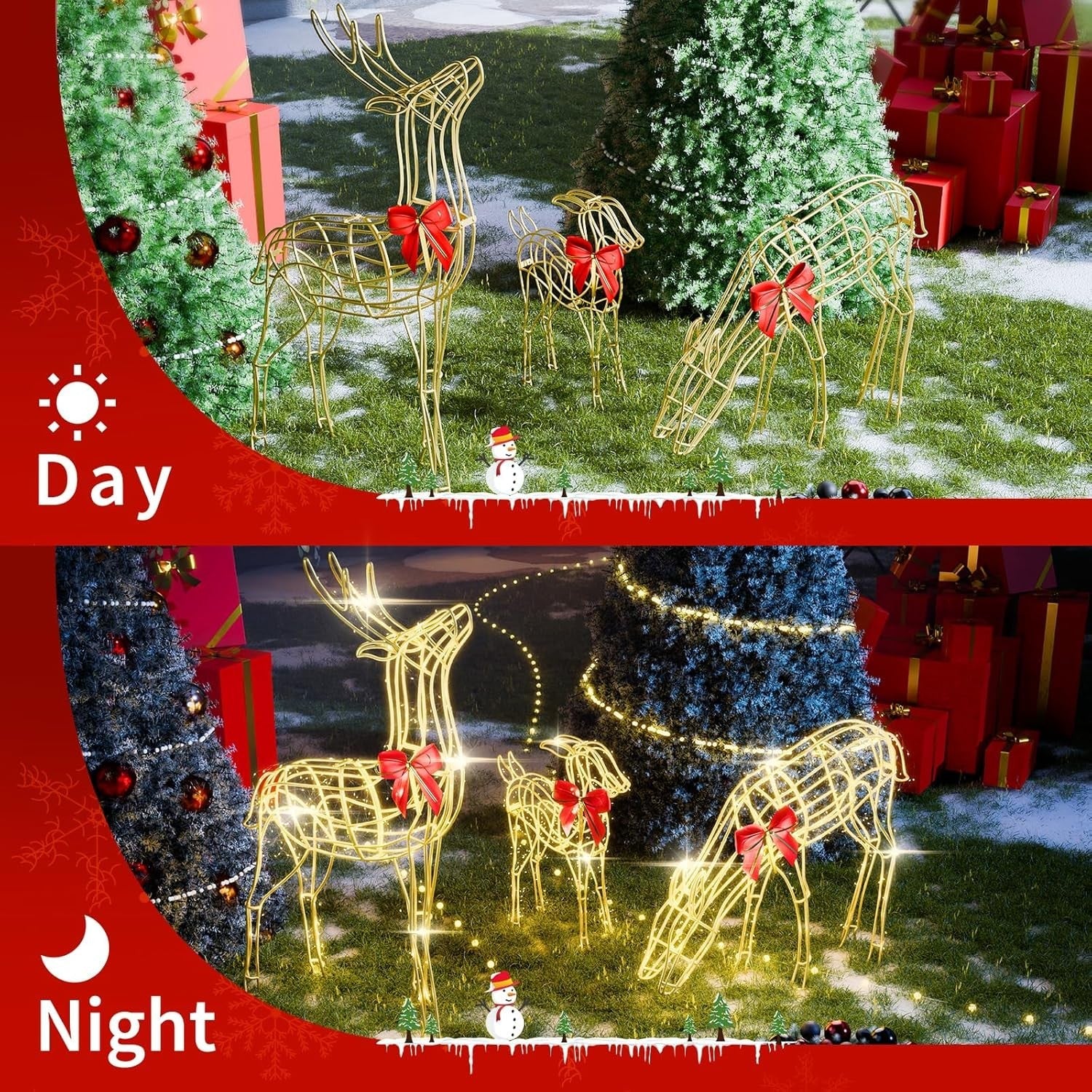 2024 Upgraded Large Christmas Decorations Outdoor Yard, Set of 3 Light Up 07FC0E-D4 - KOEEK