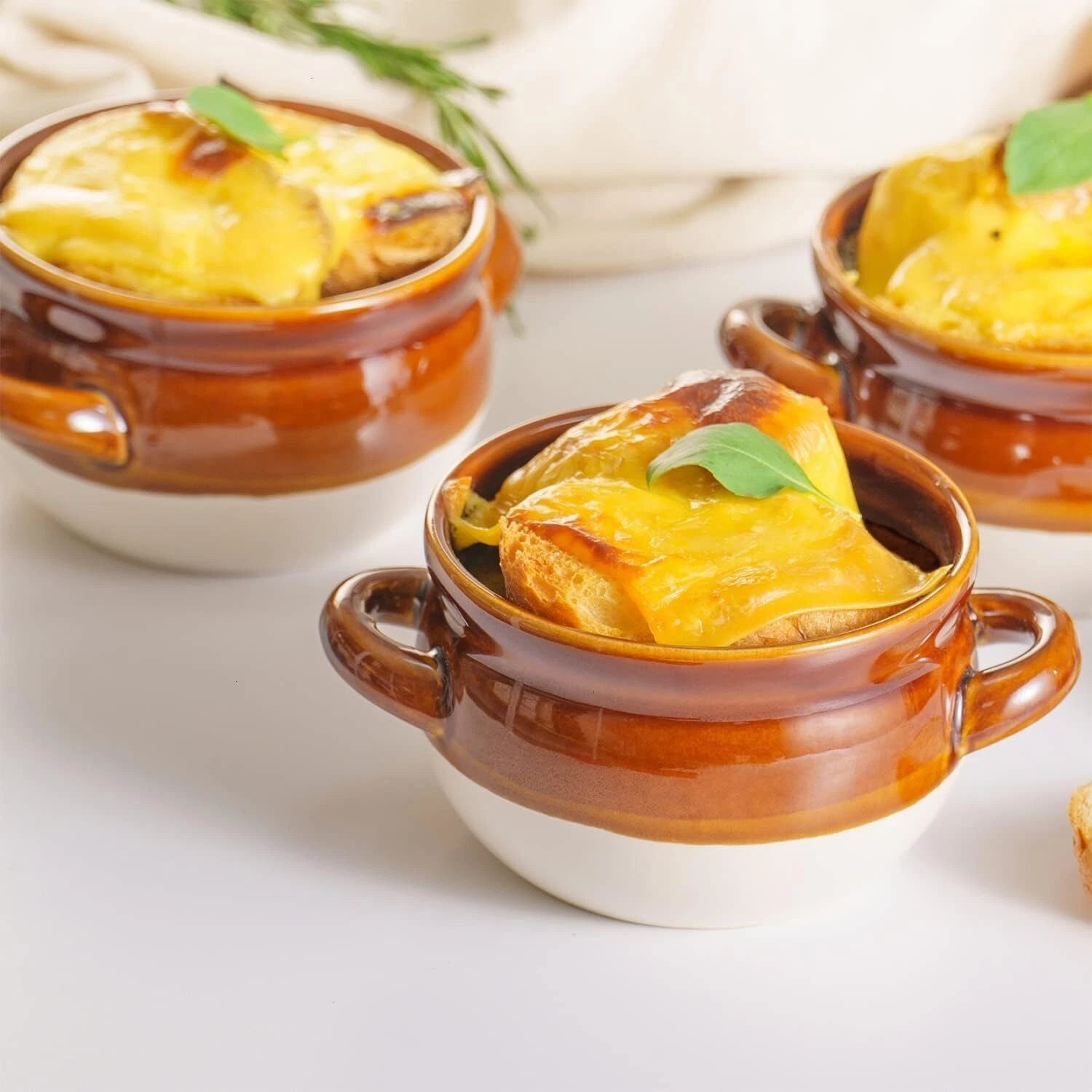 French Onion Soup Bowls with Handles, 16 Oz Ceramic Soup Serving Bowl Crocks 07FC0E-D4 - KOEEK