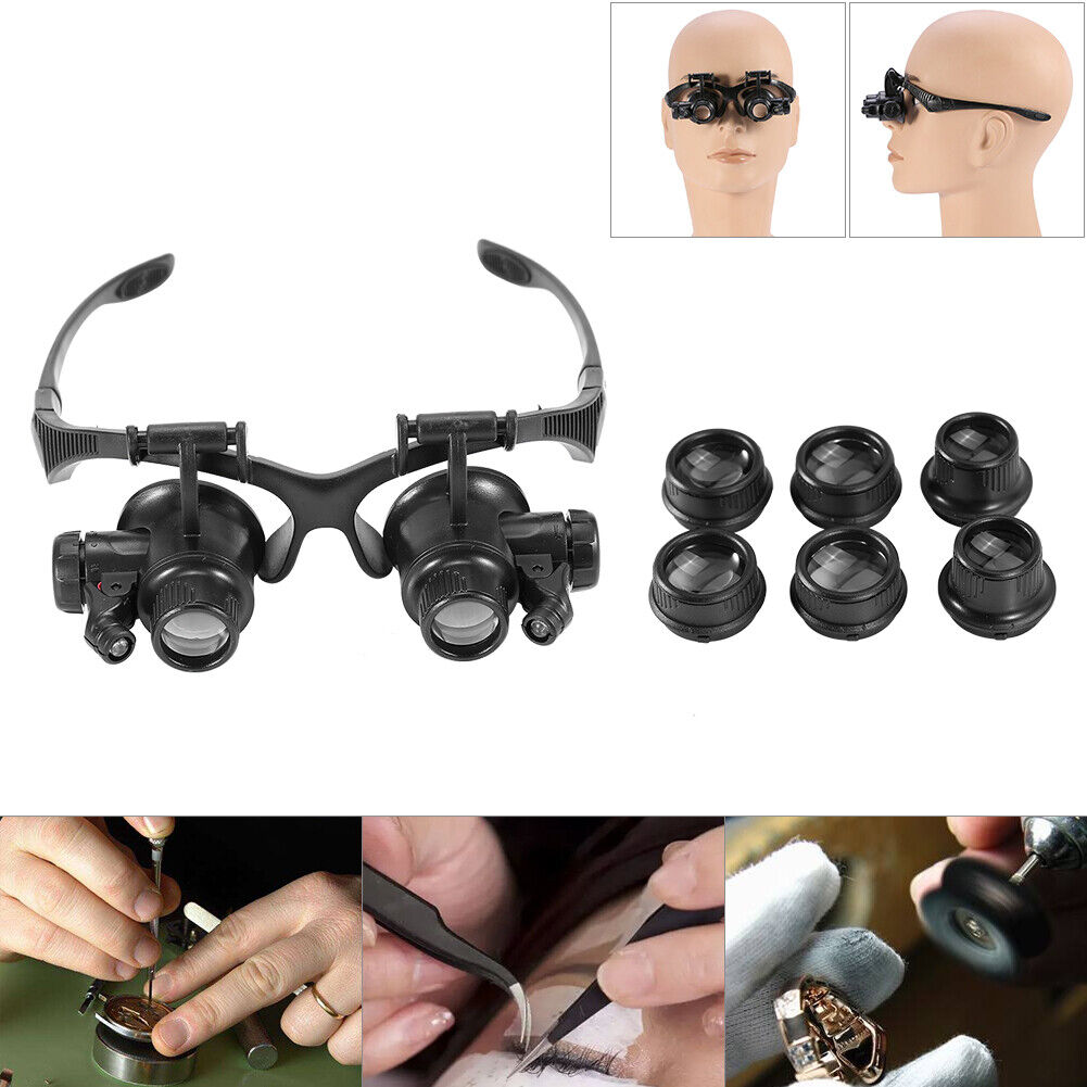 new Head Wearing Magnifying Lens Double Eye Jewelry Watch Repair Loupe Glasses HGF koeek - KOEEK