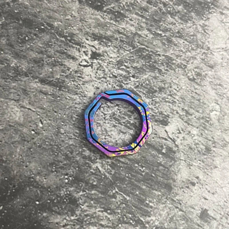 3PCS Outdoor EDC Mini Coloful Titanium Alloy Keychain Concise Octagon Key Ring 07FC0E-D4 - KOEEK