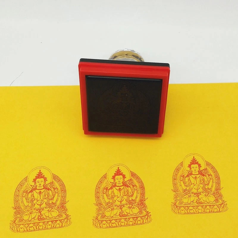 Four Arm Guanyin Seal Tibetan Buddha Statues Buddhist Ritual Taoist 07FC0E-D4 - KOEEK