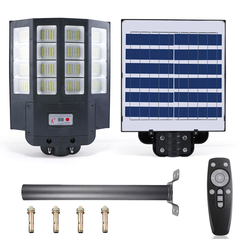 ny 2000W kommerciel Solar Street Flood Light Udendørs Dusk to Dawn vejlampe + stang