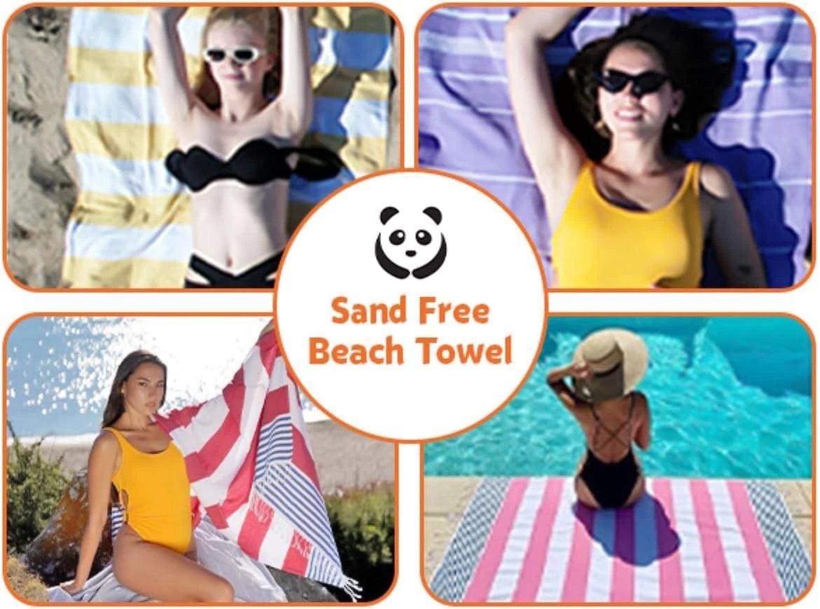 Turkish Beach Towel 6-Piece Set - Sand-Free Design -  Organic Ultra 07FC0E-D4 - KOEEK