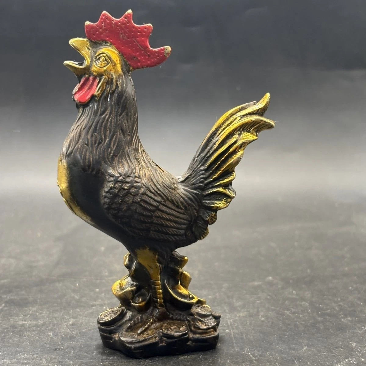 Bronze Rooster Money Ingot Rooster Home Zodiac Ornament 07FC0E-D4 - KOEEK