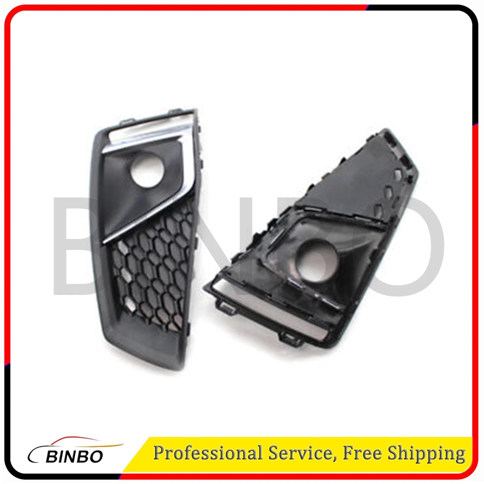 Fit For AUDI A4 B9 S-Line S4 2019 Honeycomb Bumper Grill Fog Light Grille Glossy 07FC0E-D4 - KOEEK