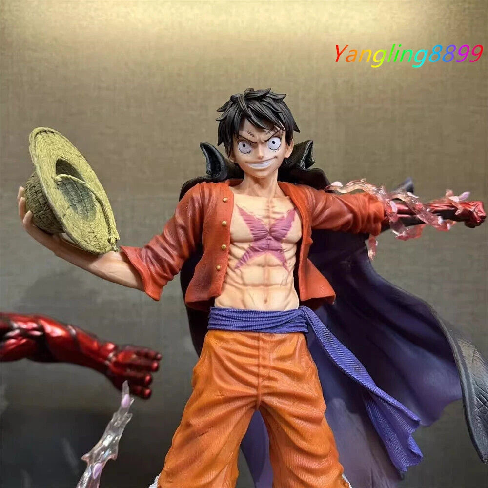 Anime Toy Monkey D. Luffy GK PVC Statue Model Figure w/ 2 Heads Fan Collect 40cm 07FC0E-D4 - KOEEK