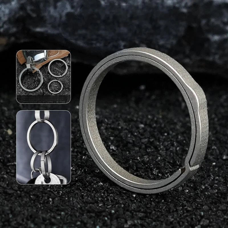 3PCS Titanium Alloy Round Keychain Rings Split Side Pushing Key Rings Heavy Duty 07FC0E-D4 - KOEEK