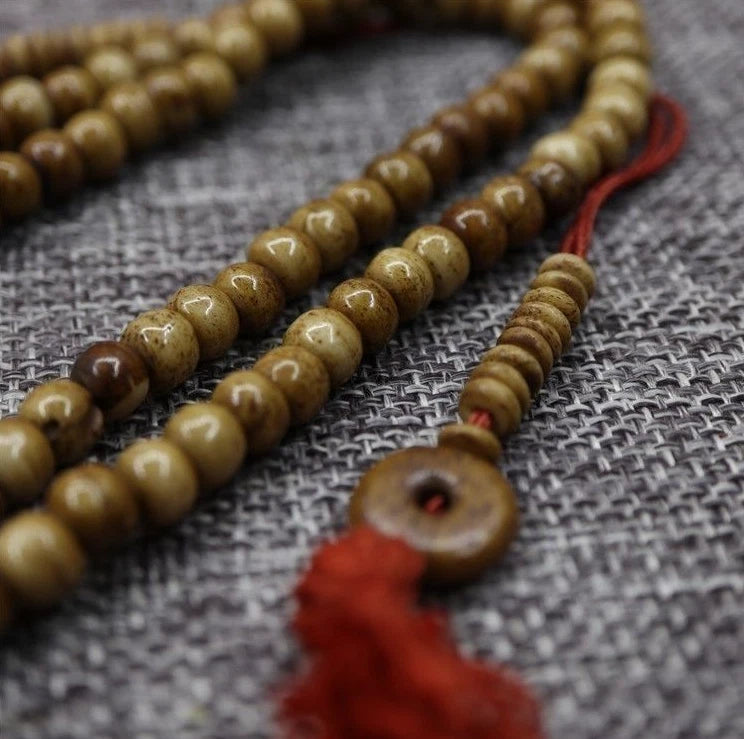 1pc Antique Tibetan Natural Yak Bone Mara Necklace 108 Beads Feng Shui Necklace 07FC0E-D4 - KOEEK
