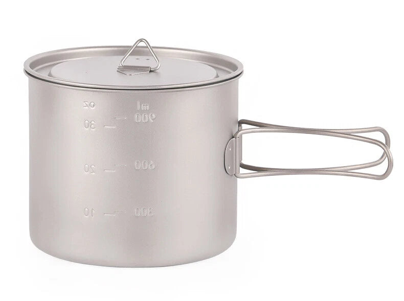 Outdoor Titanium Cup Folding Long Handle Titanium Water Cup With Cover 1100ml 07FC0E-D4 - KOEEK