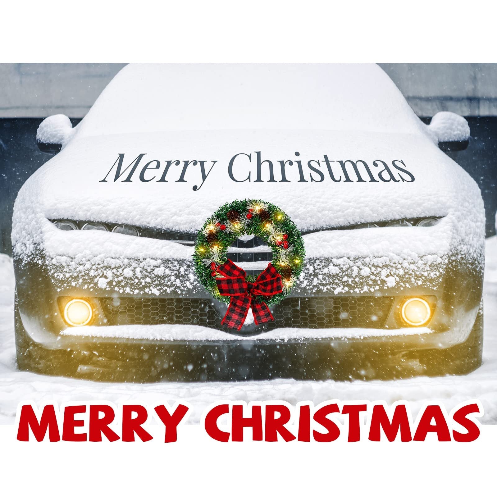 Christmas Car Wreath with Lighted Christmas Wreath LED Decoration Artificial ... 07FC0E-D4 - KOEEK