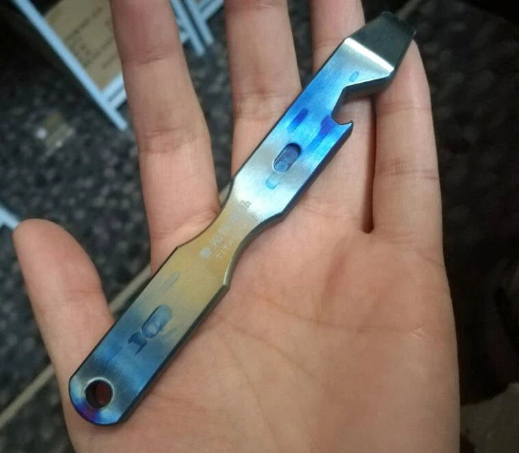 1Pc Titanium TC4 Crowbar Pry Bar Underreach EDC Tool Bottle Opener Pendant Gifts 07FC0E-D4 - KOEEK