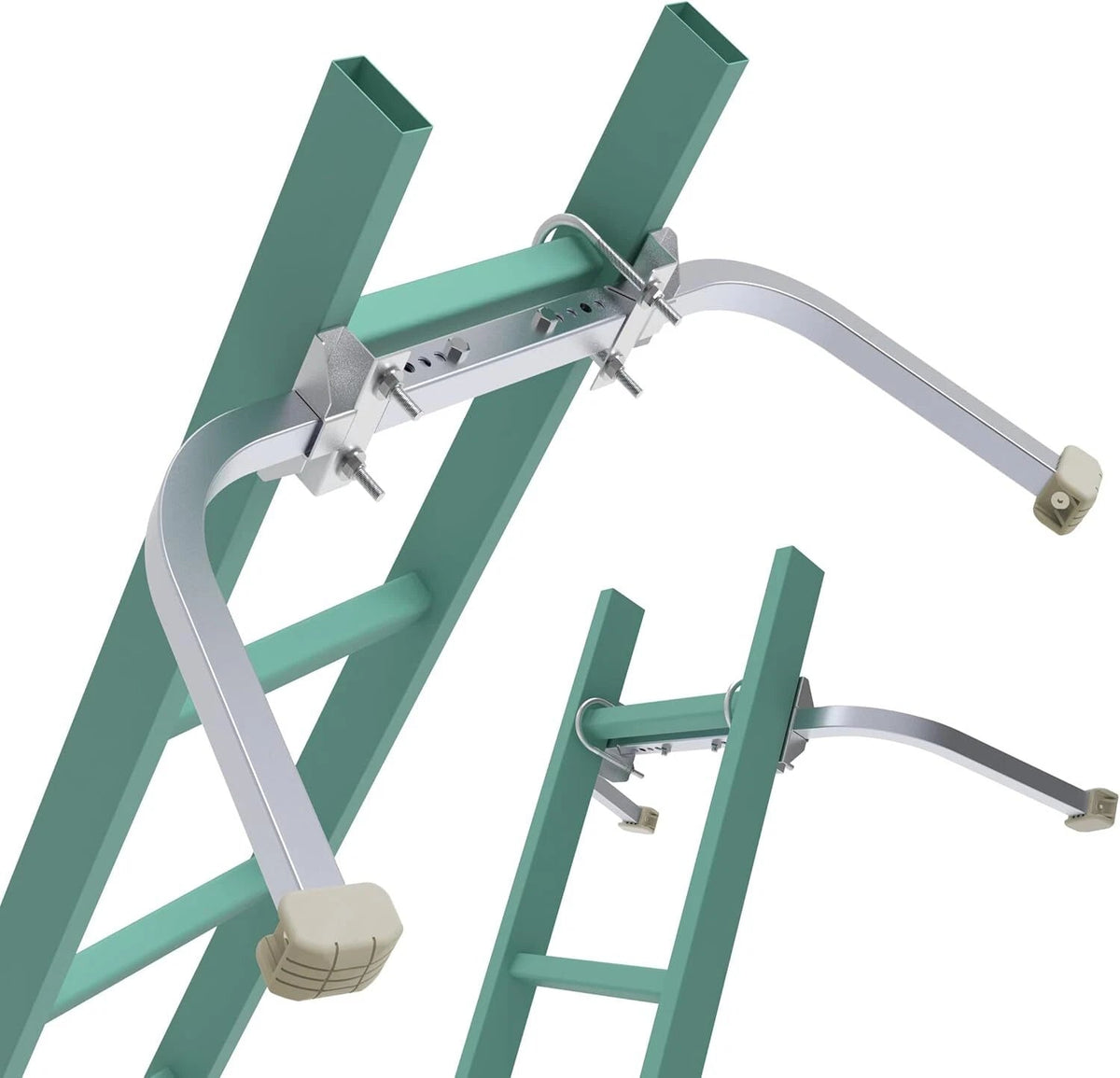Ladder stabilizer with non-slip rubber backing pads to secure wall ladder hooks. 07FC0E-D4 - KOEEK