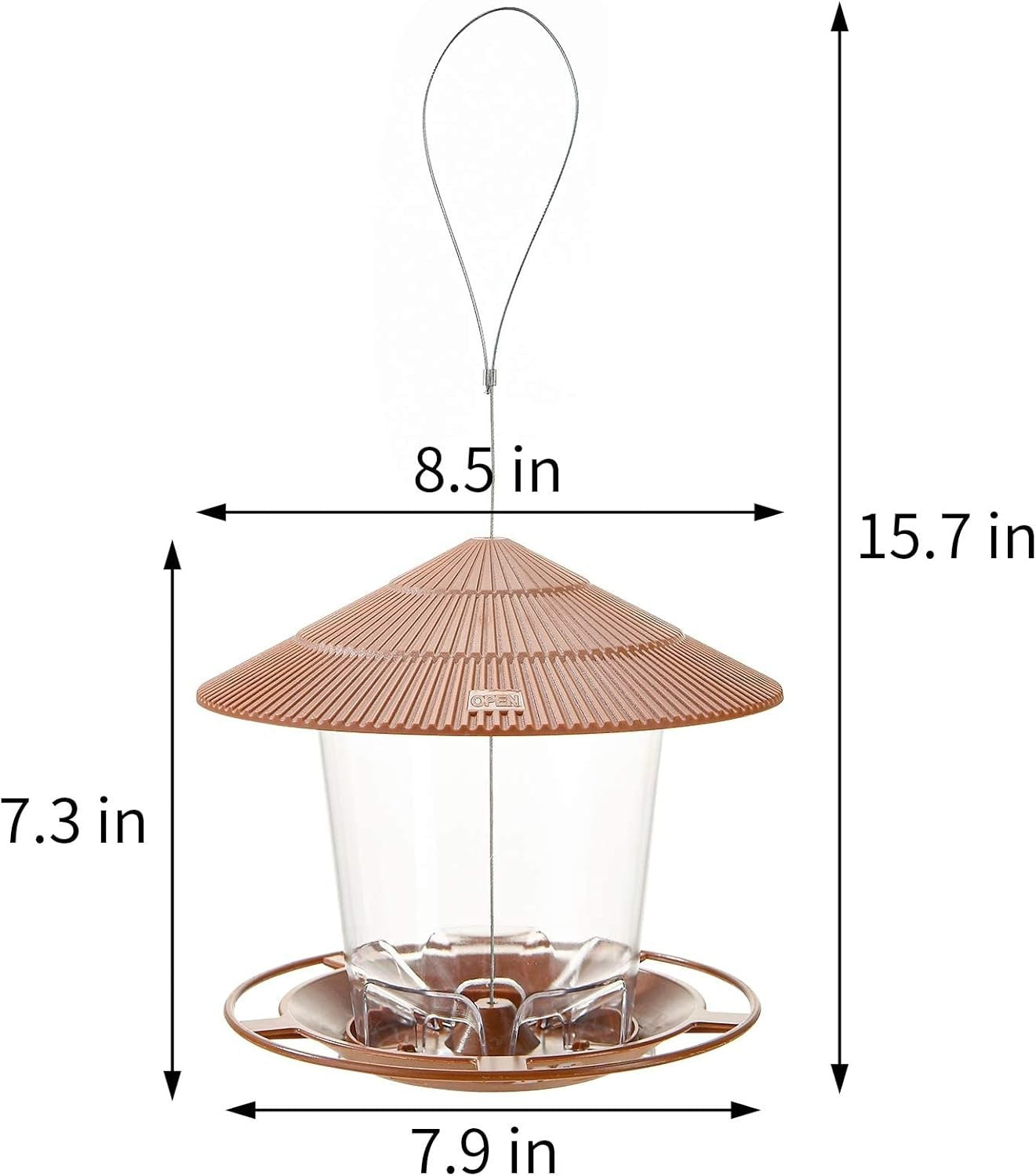 new Bird Feeder Outdoor Hanging for Wild Seed, Brown 01：47 oz, 07FC0E-D4 - KOEEK