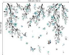 new wondever Watercolor Flower Vine Wall Stickers Blue Hanging Floral Tree Multi WONDEVER - KOEEK