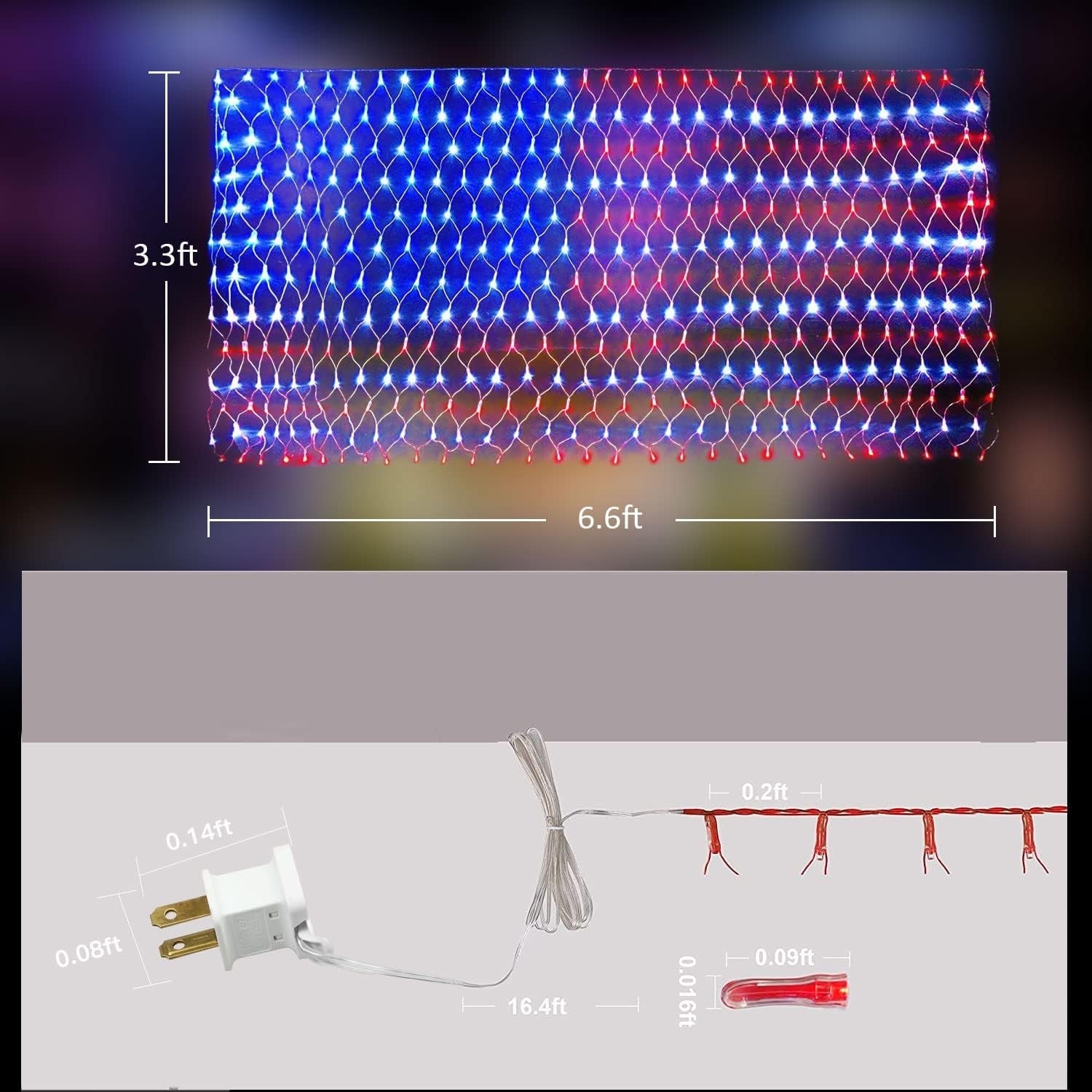 () American Flag Lights, 420 LED USA Flag Net Lights, Outdoor Waterproof 07FC0E-D4 - KOEEK