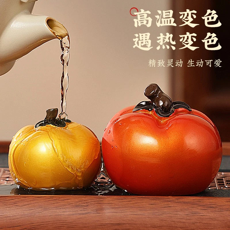 1Pc Exquisite Persimmon Tea Pet Creative Decoration Dedicated Tea Set Ornament 07FC0E-D4 - KOEEK