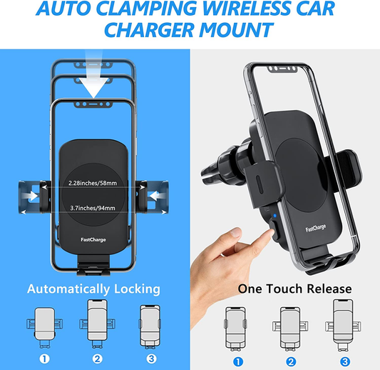 new Wireless Car Charger, Fast Charging 15W Auto Clamping Car Charger Phone Holder koeek - KOEEK