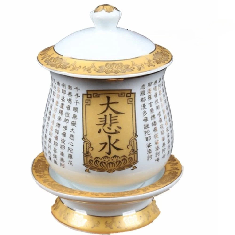 14cm Great Cup Water Guanyin Compassion Mantra Worship God Holy Buddha 07FC0E-D4 - KOEEK