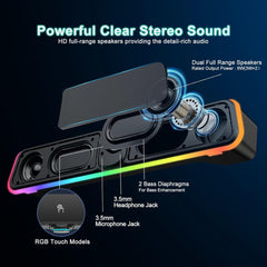 new Computer Speakers - Wired USB Powered Bluetooth E-3568 Black, Black 07FC0E-D4 - KOEEK