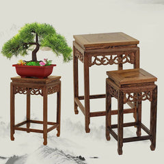 Wood Fishbowl Bonsai Vase Rack Plant Stone Base Flower Stand Home Decoration 07FC0E-D4 - KOEEK