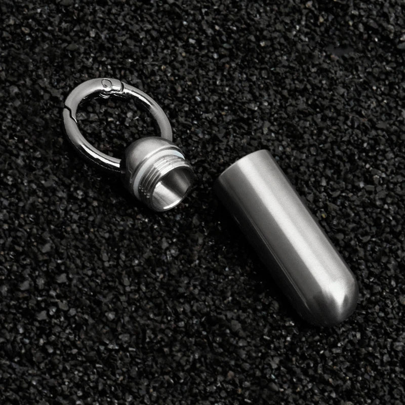 Titanium Pill Holder Container Organizer Case Waterproof Box Portable Keychain 07FC0E-D4 - KOEEK