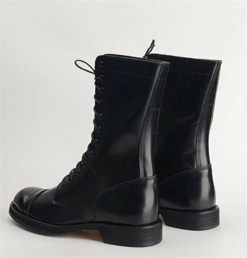 WW2 US Army Paratrooper Medium Vintage Boots Mens Leather Jump Mid-tube Boots 07FC0E-D4 - KOEEK