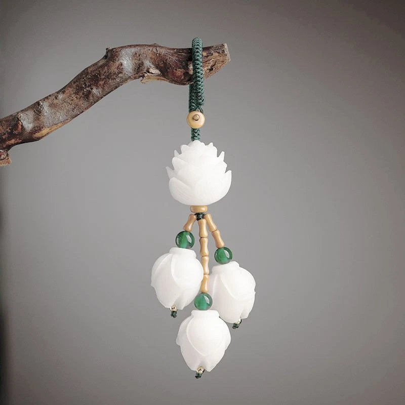 Bodhi Root Magnolia Flower Keychain Chinese Style Car Keychain Couples Pendant 07FC0E-D4 - KOEEK
