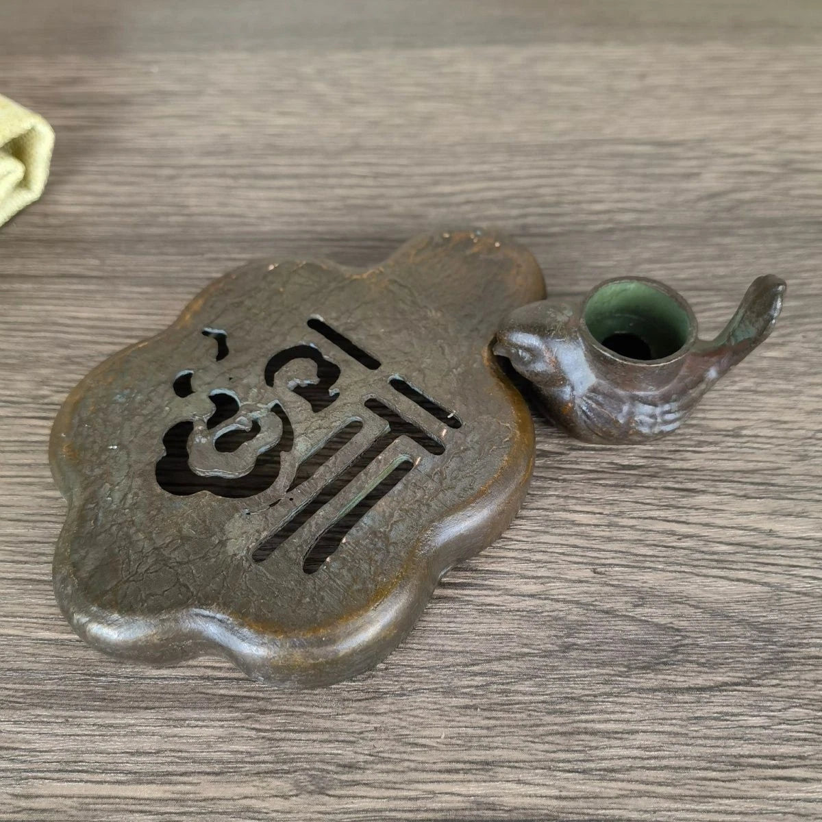 11cm Backflow Incense Burner Fu Character Brass Aromatherapy Tea Art Decor 07FC0E-D4 - KOEEK
