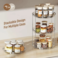 2 Tier Lazy Susan Turntable Organizer 9.25'' Rotating Spice Rack Organization 07FC0E-D4 - KOEEK