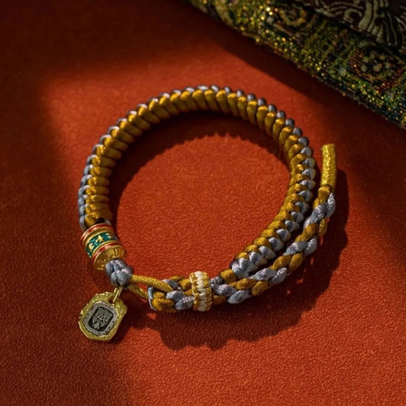 Tibetn Hand-woven Zakilam Bracelet Six Character Mantra Amulet HandString Bangle 07FC0E-D4 - KOEEK