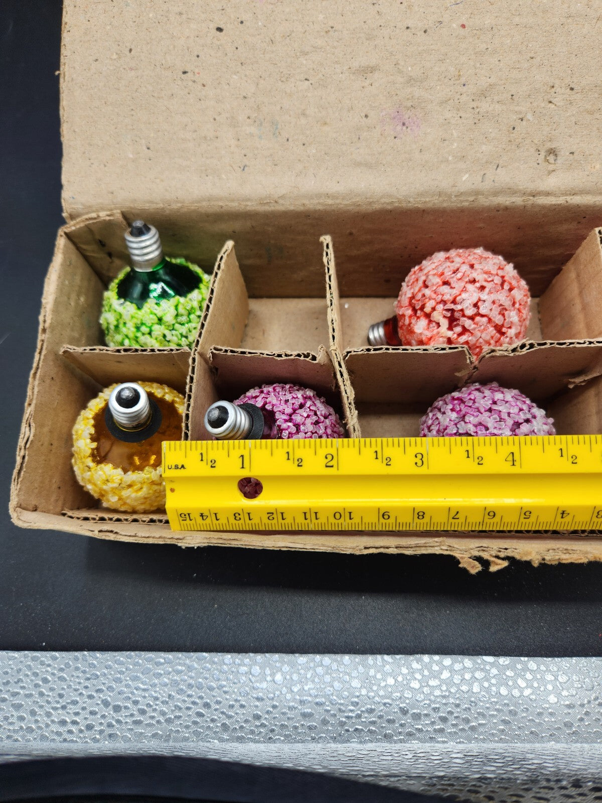 6 Vintage Ice Frosted Sugar Snowball Christmas Round Light Bulbs C7 USA Tested 07FC0E-D4 - KOEEK