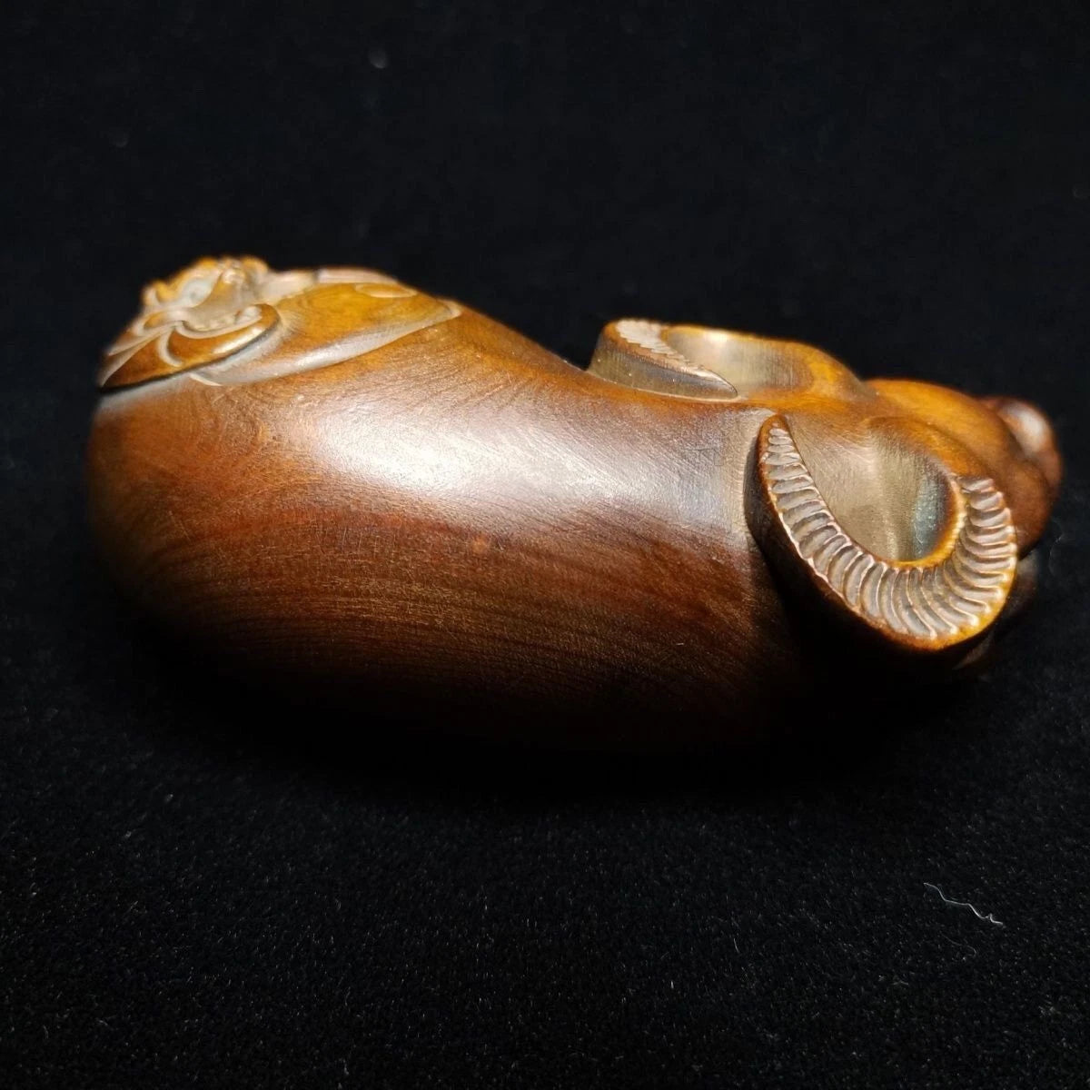 Boxwood Wood Carved Ox Zodiac Figurine 7cm Handheld Worry Piece Pendant Charm 07FC0E-D4 - KOEEK