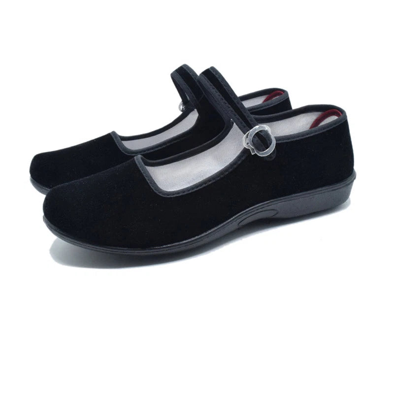 Women's Girls Chinese Black Cotton Shoes Ballerina Ballet Flats Shoes Slippers 07FC0E-D4 - KOEEK
