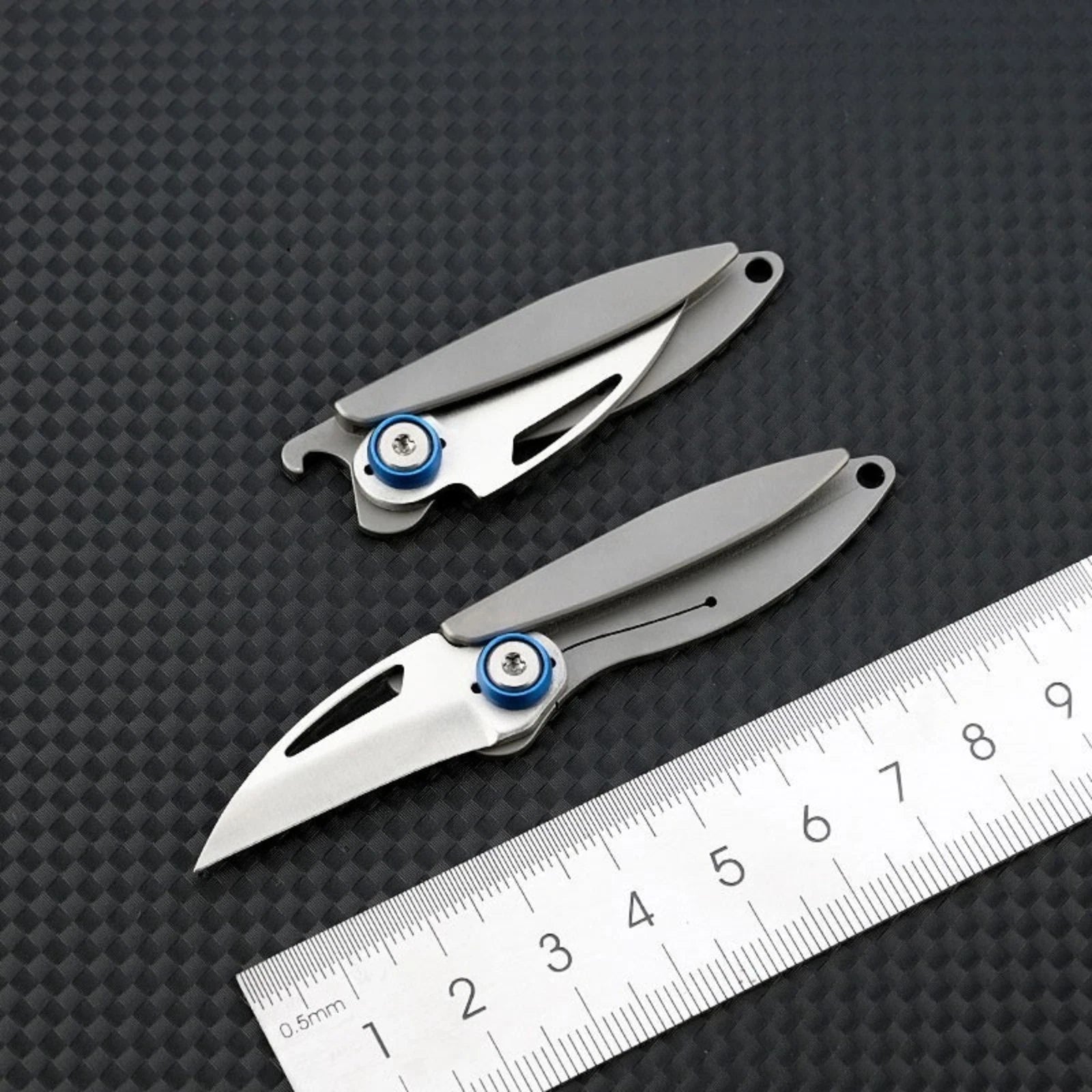 Mini Titanium Foldable Blade Knife Opener Outdoor Camping Pocket EDC Keychain 07FC0E-D4 - KOEEK