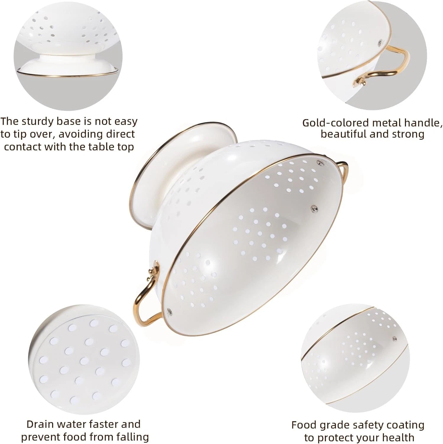 Metal strainer set of three, with handles, 1 liter, 3.5 liters, and 5 liters 07FC0E-D4 - KOEEK