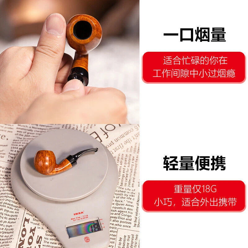 Handmade Mini Briar Wood Tobacco Smoking Pipes Men's Best Gift 07FC0E-D4 - KOEEK