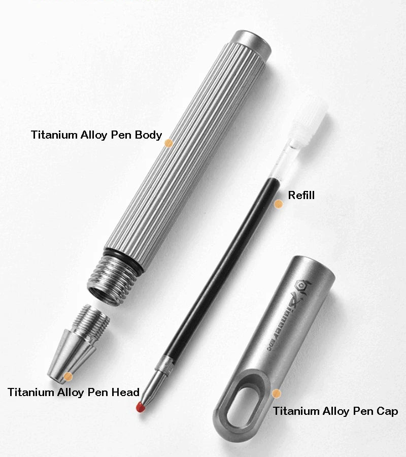 EDC Titanium Ballpoint Pen Signature Writing Pocket Pen Portable Keychain Pen 07FC0E-D4 - KOEEK