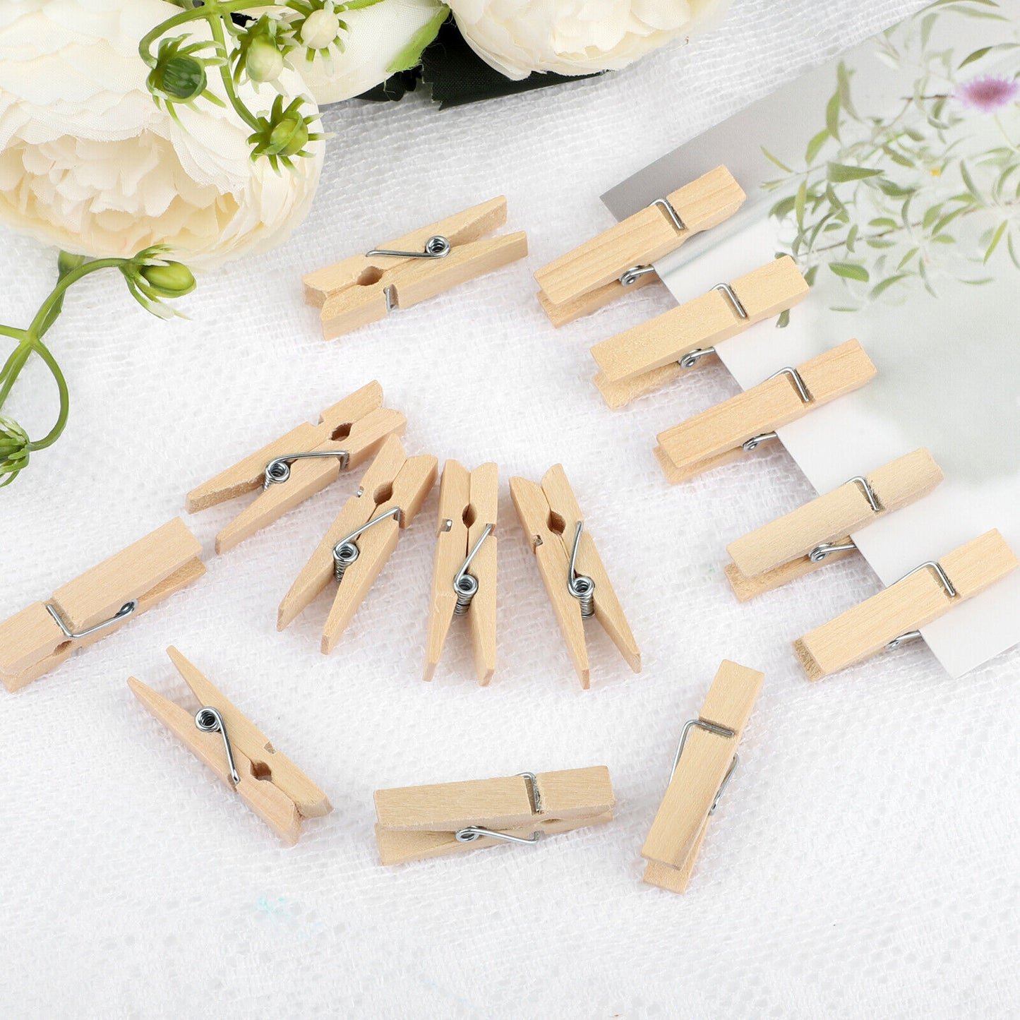 100 PCS 1-3/8” Clothes Pins Wood Wooden Spring Loaded Clothespins Sturdy Laundry koeek - KOEEK