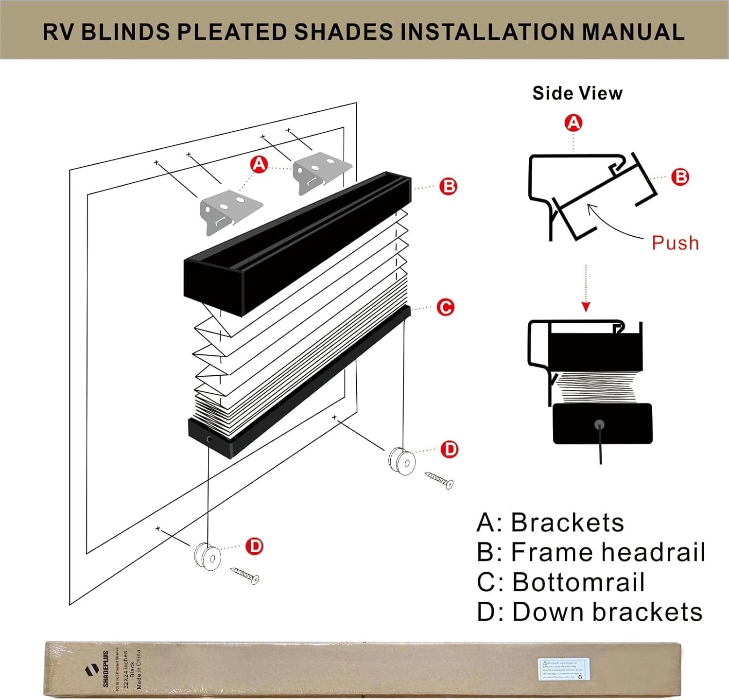 RV sunshade, RV pleated sunshade dimensions: 32 inches wide x 24 inches long 07FC0E-D4 - KOEEK