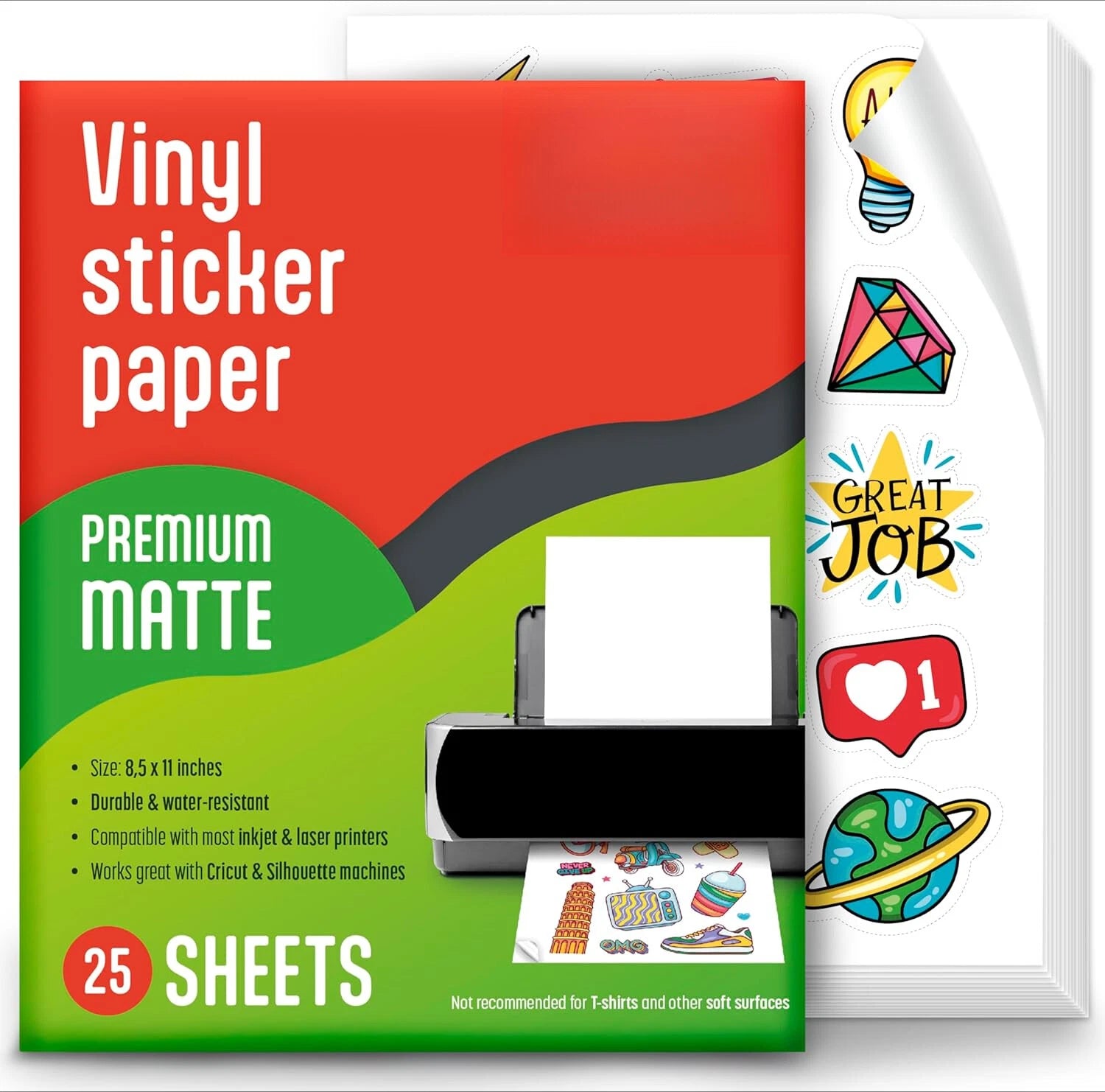 Printable Vinyl Stickers for Inkjet Printers-25 Sheets,Waterproof,Tear Resistant 07FC0E-D4 - KOEEK