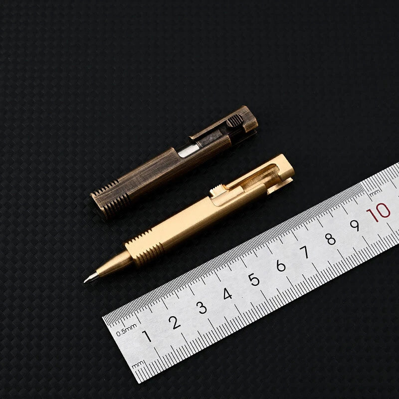 Mini Pocket Brass Bolt Action Ball Pen Portable Outdoor Camping EDC Tool Pen 07FC0E-D4 - KOEEK