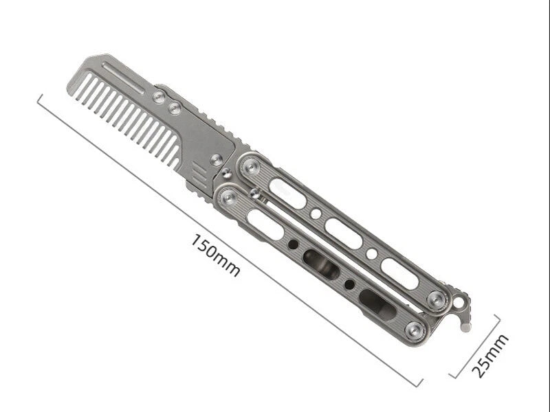 Outdoor Titanium Pocket Folded Comb Replaceable Blade Portable Practice EDC Tool EDC - KOEEK