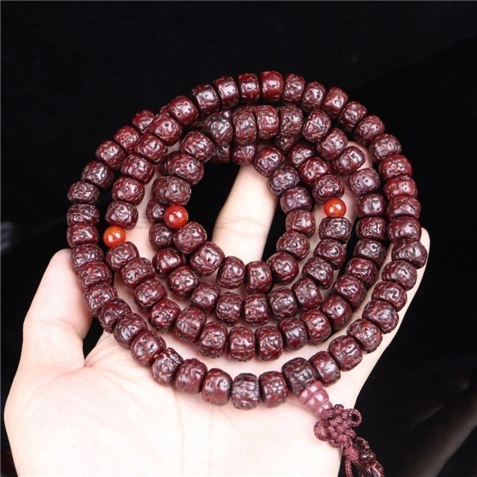 Tibetan Hand Rolled Vajra Bodhi Prayer Beads 108 Old Vajra Bodhi Beads 07FC0E-D4 - KOEEK