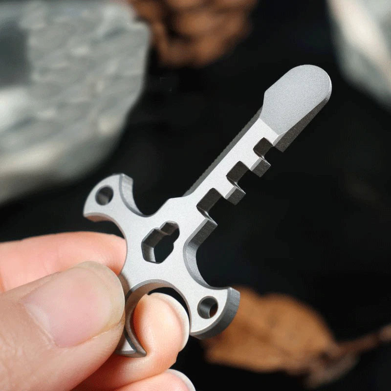 Outdoor Mini Titanium Pendant Necklace Pocket Multi Tools EDC Card Keychain 07FC0E-D4 - KOEEK