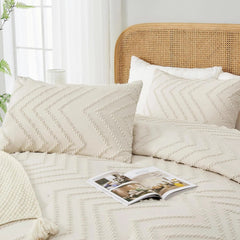 King Size Beige Comforter Set, Bohemian Cream, 3 Piece Set 07FC0E-D4 - KOEEK