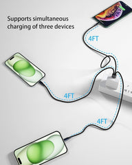 new Multi USB C Cable 4FT, 3 in 1 Multiple Type C Charging,3A Splitter Black 07FC0E-D4 - KOEEK